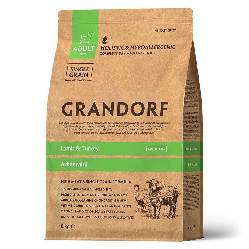 GRANDORF DOG Lamb&Turkey MINI (ягнёнок с индейкой для собак мини пород)  8 кг.