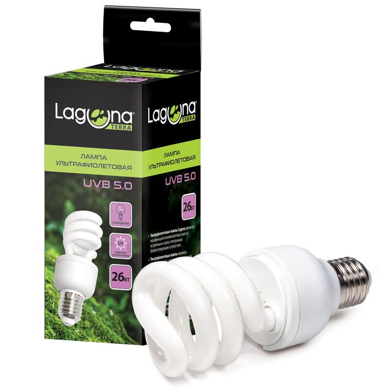 Лампа ультрафиолетовая UVB5.0, 26Вт, Laguna TERRA