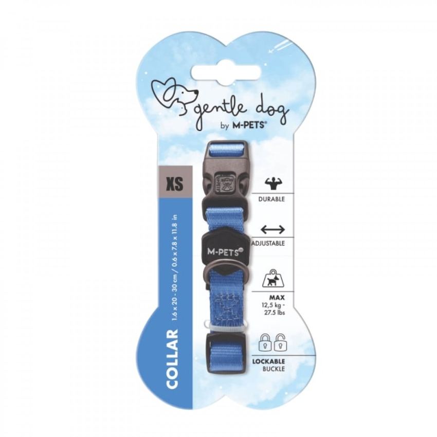 Ошейник для собак GENTLE DOG XS 20-30 см, ширина 1,6 см, синий Mpets
