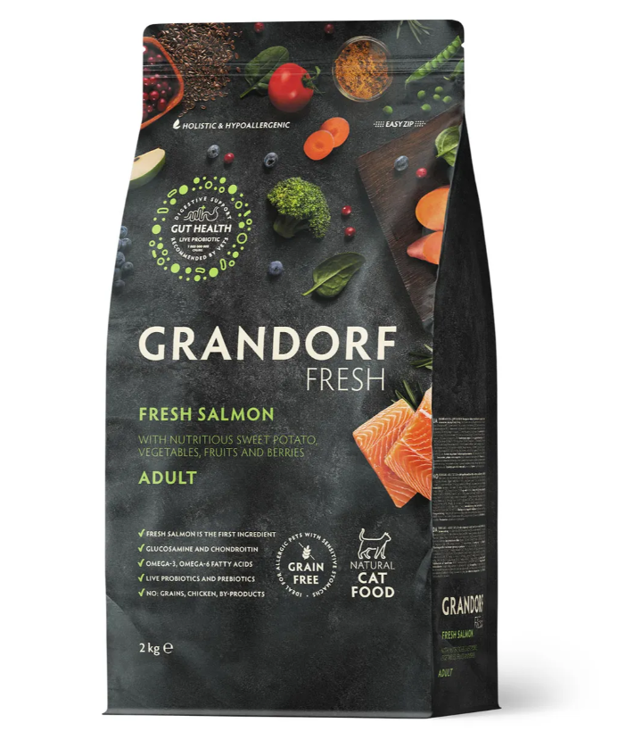 GRANDORF Fresh Cat ADULT Свежее филе лосося с бататом для кошек 2 кг
