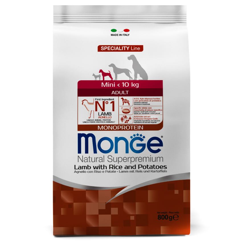 Сухой корм Monge Dog Speciality Line Monoprotein Mini для собак мелких пород, ягненок и рис 800 г