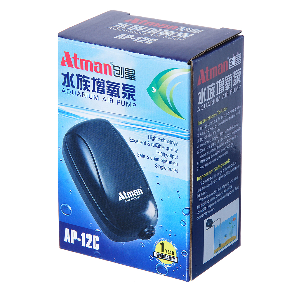 Компрессор Atman AP-12C для аквариумов до 50 литров, 60 л/ч, нерегулируемый