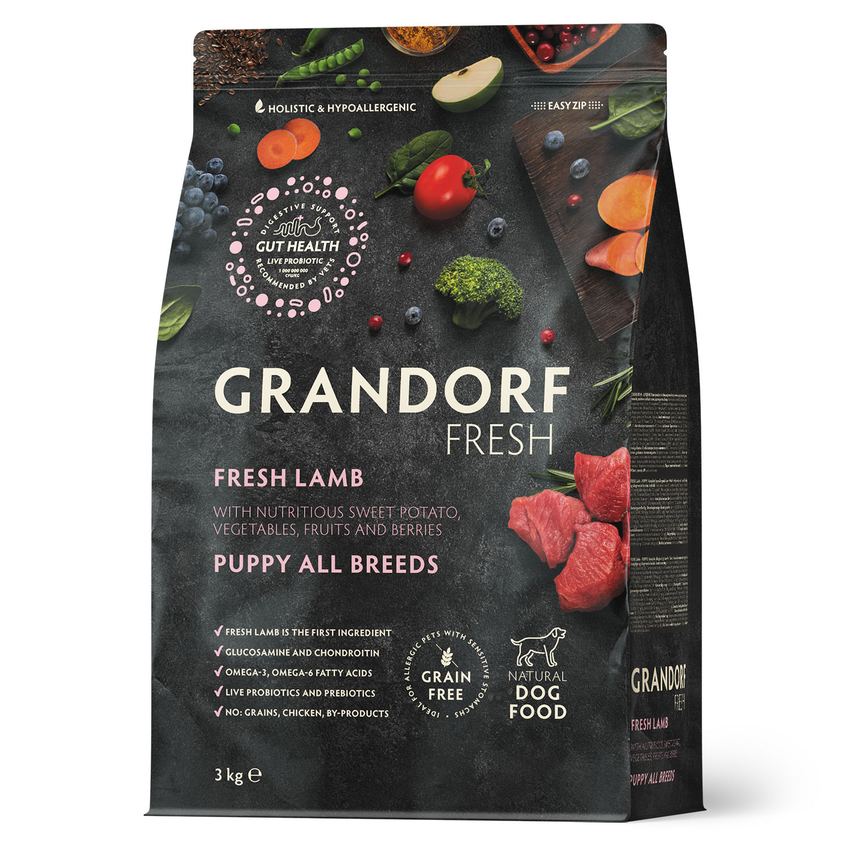 GRANDORF Fresh Dog PUPPY Свежее мясо ягненка с бататом для щенков 3 кг