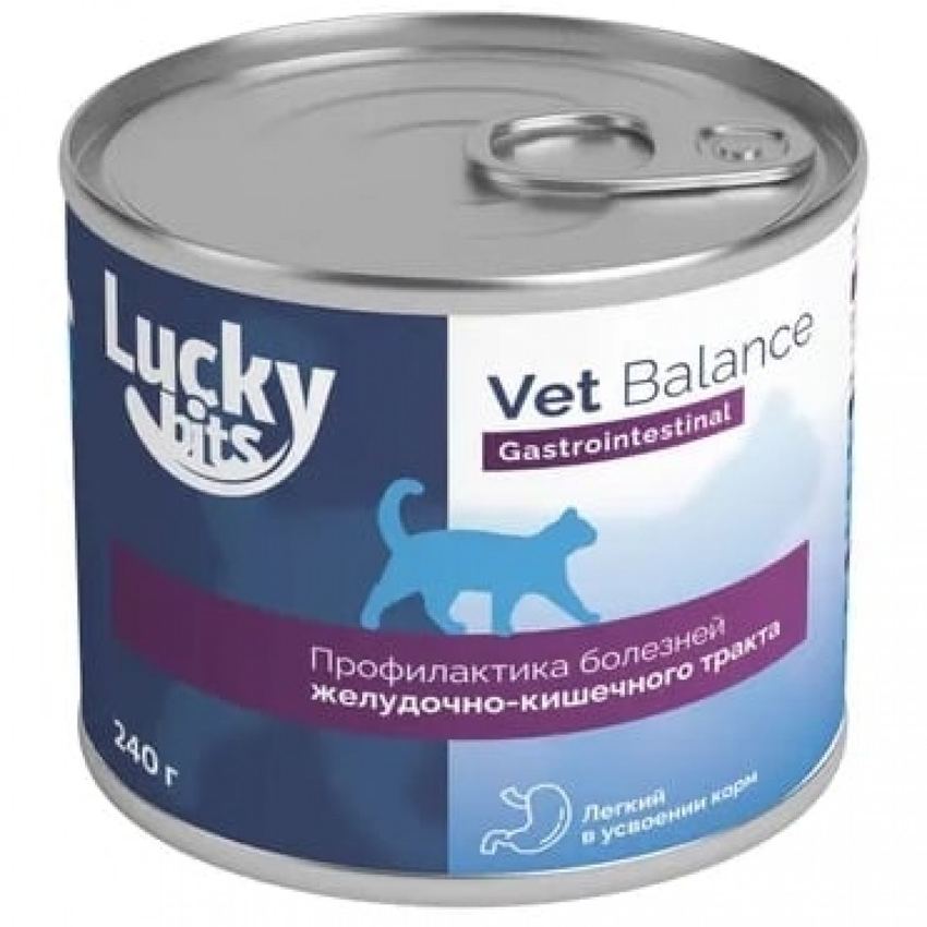 Консервы д/кошек Lucky bits Гастроинтестинал профилактика при нарушении пищева рения 240г Лаки битс