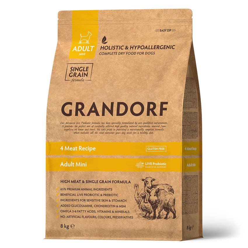 GRANDORF DOG 4 Meat PROBIOTIC MINI (4 мяса с пробиотиками для мини пород) 8 кг.