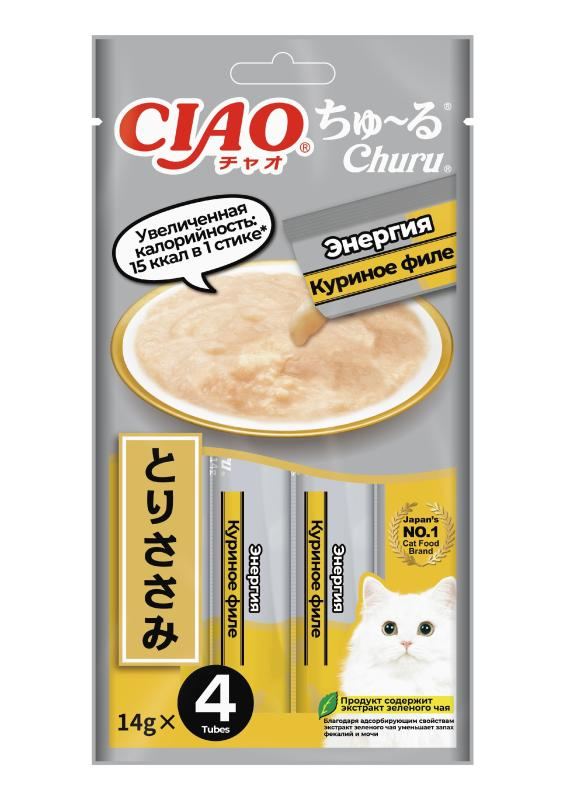 ИНАБА Ciao Churu функциональное пюре д/кошек куриное филе Энергия 14г * 4шт