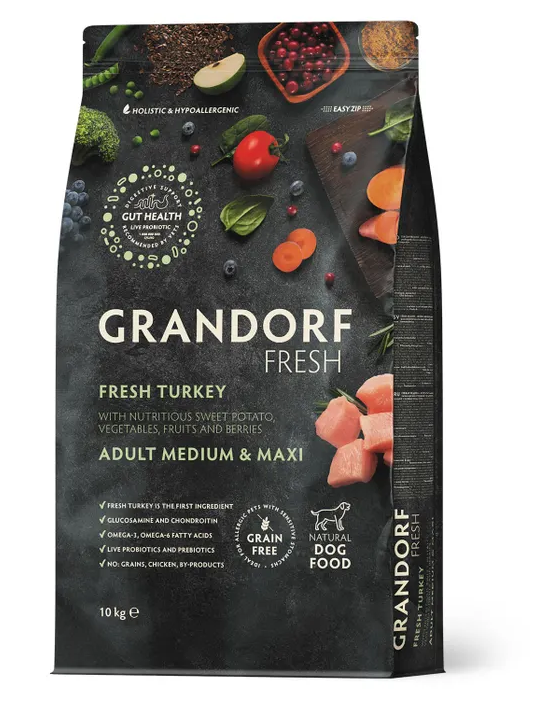 GRANDORF Fresh Dog Adult Свежее мясо индейки с бататом для собак ср. и круп. пород 10 кг