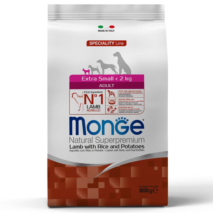 Сухой корм Monge Dog Speciality Line Extra Small для взрослых собак ягненок с рисом 800 г
