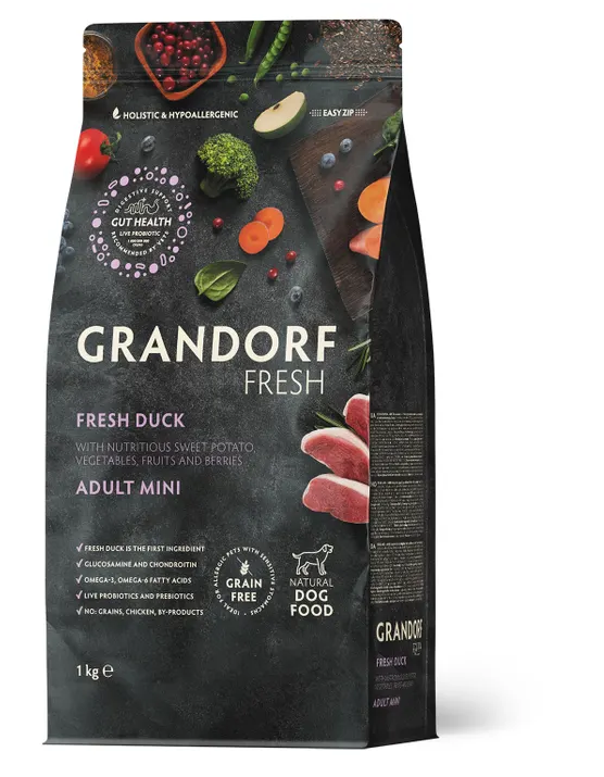 GRANDORF Fresh Dog Adult MINI Свежее мясо утки с бататом для собак мелких пород 1 кг