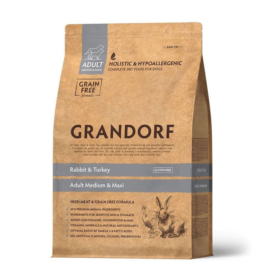GRANDORF DOG MED&MAXI кролик с индейкой для собак средних и крупных пород 3 кг.