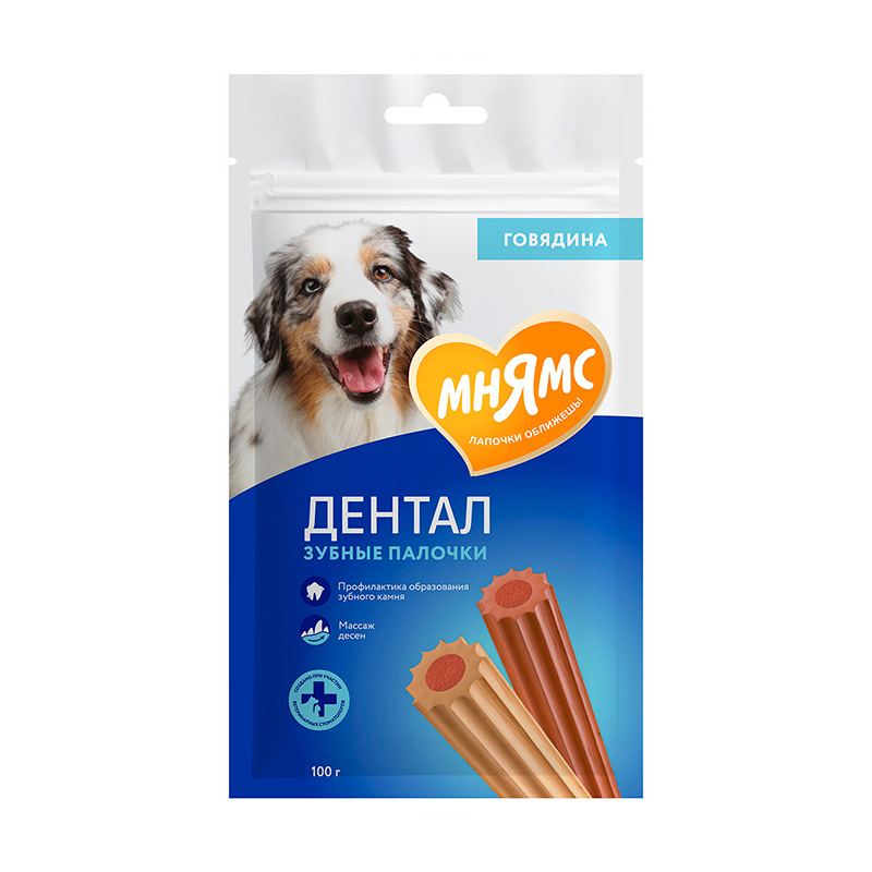 Лакомство Мнямс ДЕНТАЛ для собак "Зубные палочки" с говядиной 100г