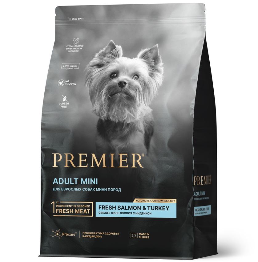 Premier Dog ADULT Mini (Свежее филе лосося с индейкой для собак мелких пород) 1 кг
