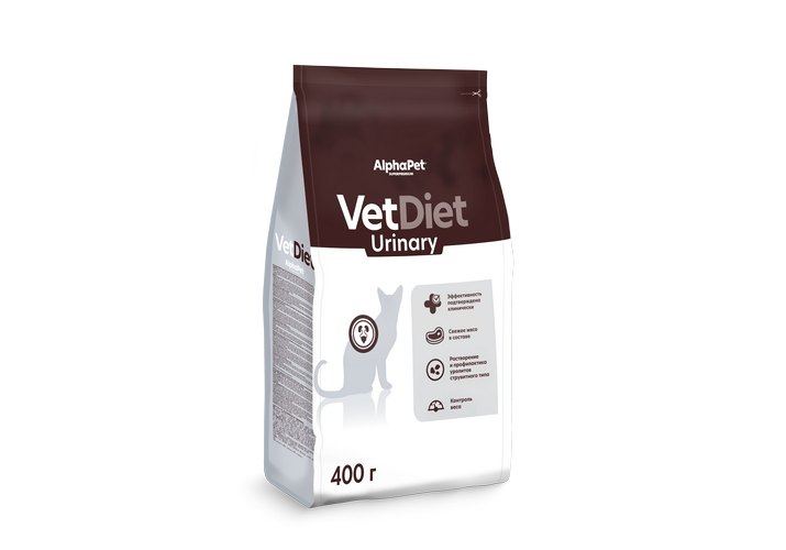 АльфаПет Vet Diet Urinary д/кошек при заболеваниях нижних отделов мочевыводящих путей, 0,4кг