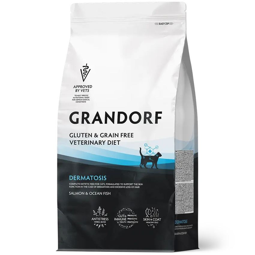 GRANDORF VETERINARY DIET Рыба DERMATOSIS 2 кг - диетический корм для кошек