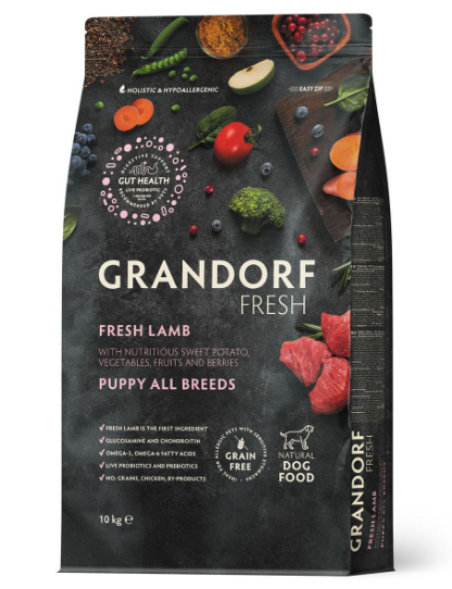 GRANDORF Fresh Dog PUPPY Свежее мясо ягненка с бататом для щенков 10 кг