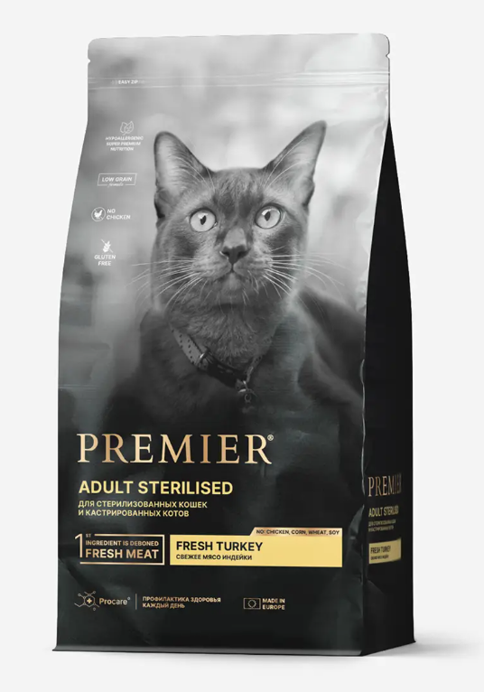 Premier Cat Turkey STERILISED (Свежее мясо индейки для кошек) 400 г