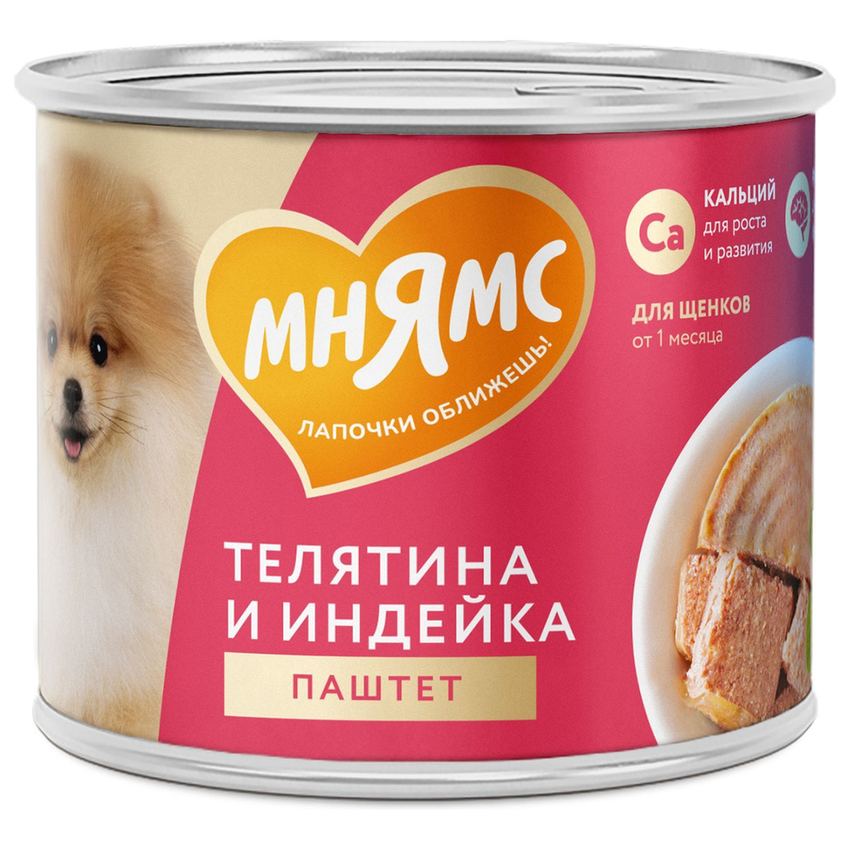 Мнямс На каждый день Паштет из телятины и индейки для щенков ПРАВИЛЬНОЕ РАЗВИТИЕ 200 г