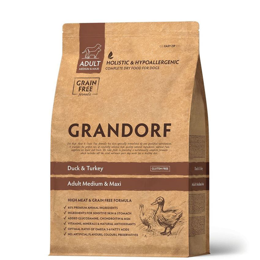 GRANDORF DOG MED&MAXI Утка с индейкой для собак средних и крупных пород 1кг