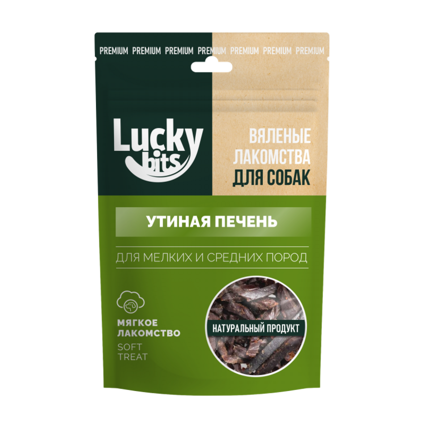 Лакомство для собак Lucky bits Вяленая утиная печень 30гр